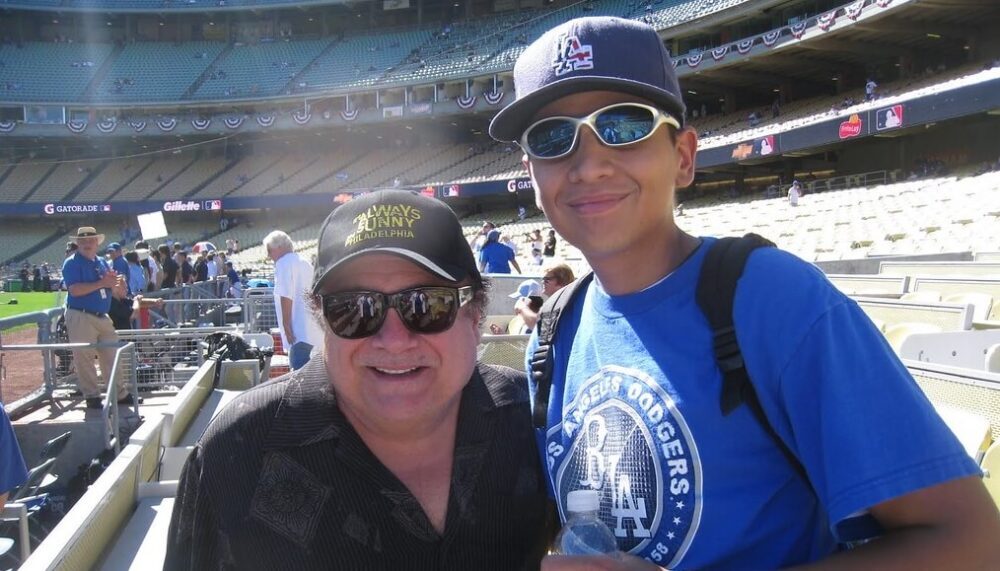 Danny DeVito with boys in Stadium